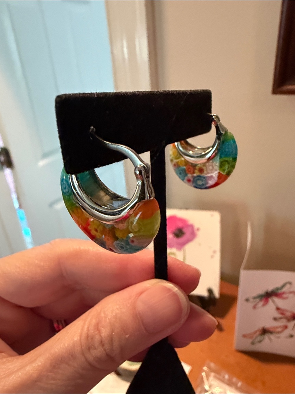 Millefiori earrings - Picture 3 of 8